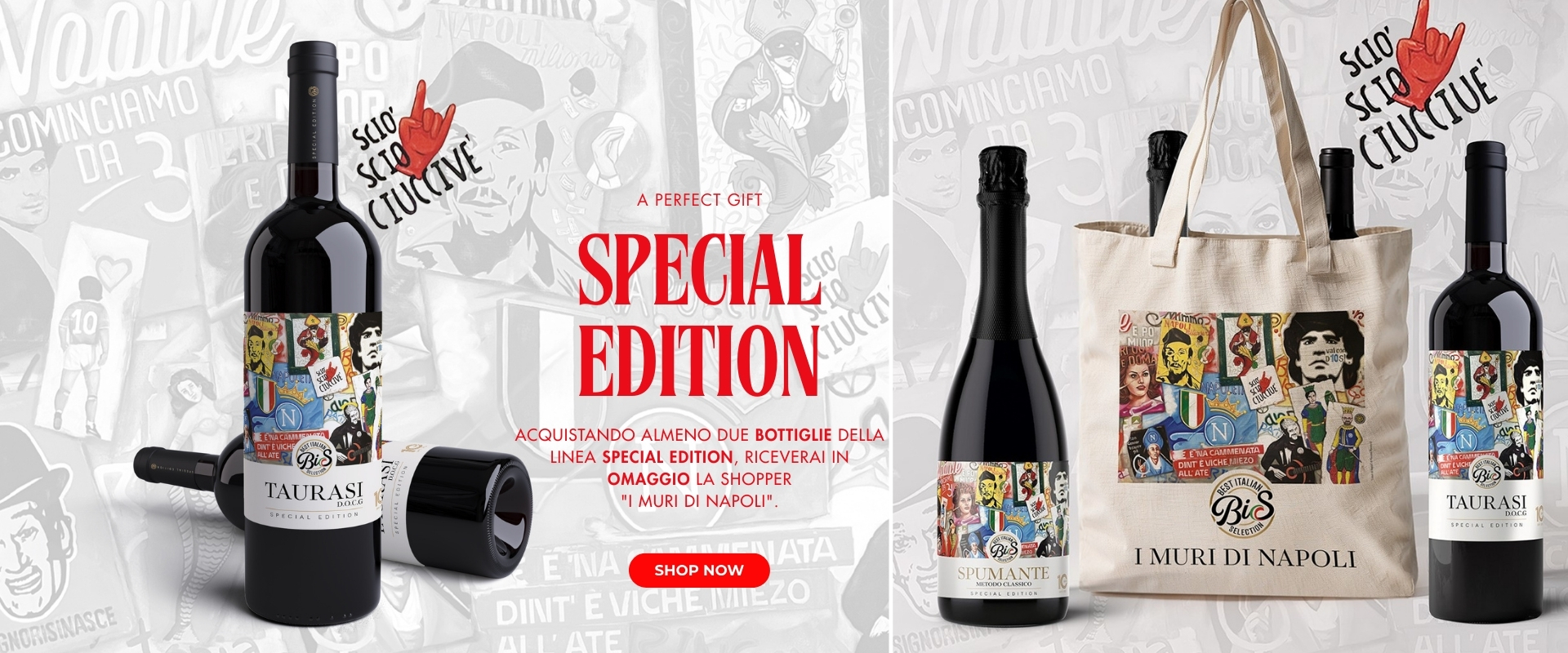 Special Edition Don Vincenzo: Taurasi DOCG, Spumante e shopper "I muri di Napoli" in omaggio